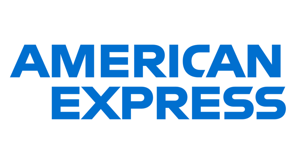 Logo blu di American Express su sfondo trasparente.