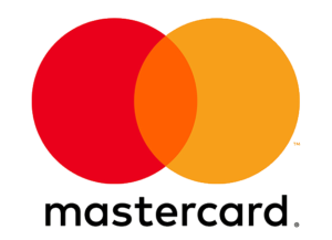 Logo Mastercard con due cerchi sovrapposti, uno rosso e uno arancione, e testo mastercard in basso.