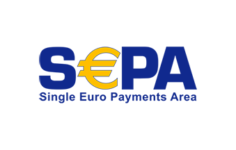 Logo del SEPA Credit Transfer con simbolo dell'euro su sfondo trasparente.